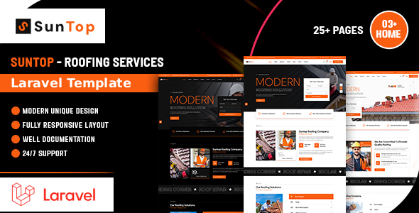 Suntop – Roofing Services Laravel Template Suntop – Roofing Services Laravel Template
