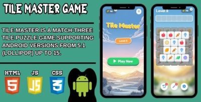 Tile Master: Match 3 Web Game (HTML5/CSS/JS) - Clean & Performance Optimized