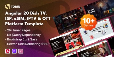 Torin - Angular ISP IPTV OTT Website Template
