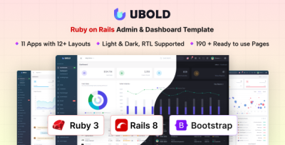 UBold - Ruby on Rails Admin & Dashboard Template