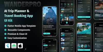 WanderPro – AI Trip Planner & Travel Booking App UI Template
