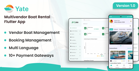 Yate - Multivendor Boat Rental Flutter App with Admin Panel Yate - Multivendor Boat Rental Flutter App with Admin Panel