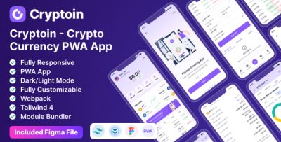 Cryptoin - Crypto App Template (Tailwind CSS + PWA) With Figma UI