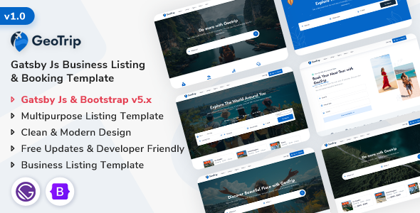 GeoTrip - Gatsby.js Multipurpose Business Listing & Booking Template GeoTrip - Gatsby.js Multipurpose Business Listing & Booking Template