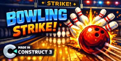 HTML5 Bowling Strike Game – Pixel Art Sports Game | Construct 3 | Desktop