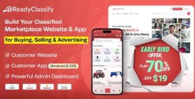 Ready Classify - eClassify Buy and Sell Marketplace Mobile App, Website with Laravel Admin Panel
