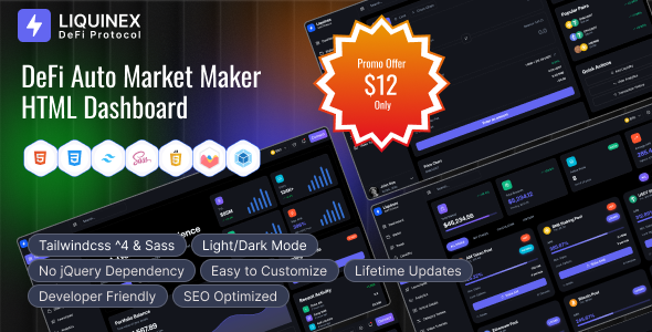 Liquinex – DeFi Auto Market Maker HTML Dashboard Liquinex – DeFi Auto Market Maker HTML Dashboard