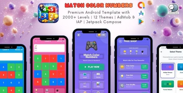 Match Color Numbers - Android Puzzle Game Template | AdMob & IAP | Jetpack Compose Match Color Numbers - Android Puzzle Game Template | AdMob & IAP | Jetpack Compose