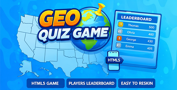 Geo Quiz Game with Leaderboard - HTML5 Game Geo Quiz Game with Leaderboard - HTML5 Game