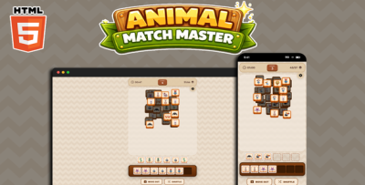 Animal Match Master - HTML5 Puzzle Game