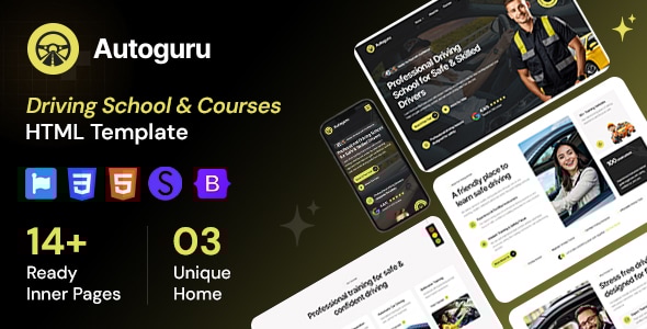 Autoguru - Driving School & Courses HTML Template Autoguru - Driving School & Courses HTML Template