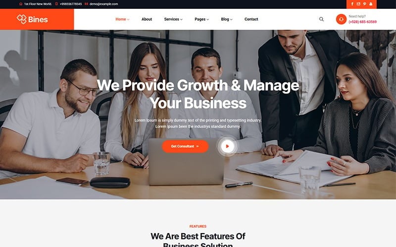Bines - Business Consulting WordPress Elementor Theme Bines - Business Consulting WordPress Elementor Theme