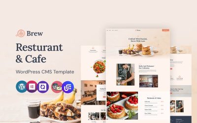 Brew -  Cafe and Restaurant WordPress CMS Elementor Template