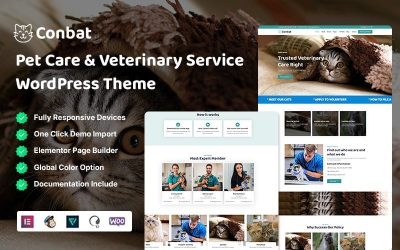 Conbat - Pet Care & Veterinary Service WordPress Theme