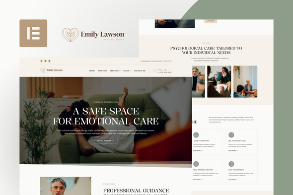 EmilyLawson - Psychologist & Counsellor Elementor Template Kit EmilyLawson - Psychologist & Counsellor Elementor Template Kit
