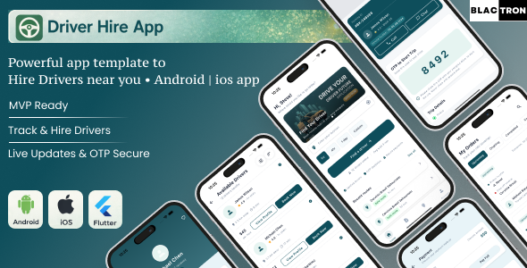 Driver Hire App – Nearby Driver Booking Flutter UI for Android & iOS Driver Hire App – Nearby Driver Booking Flutter UI for Android & iOS