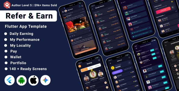 AI-Powered Earning Flutter App UI Kit | Refer & Lottery Earn App AI-Powered Earning Flutter App UI Kit | Refer & Lottery Earn App
