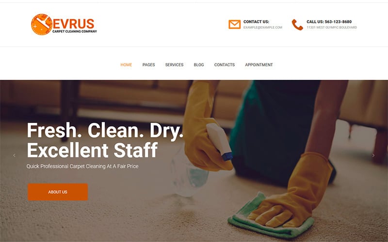 Evrus - Carpet Cleaning and Disinfection WordPress Theme Evrus - Carpet Cleaning and Disinfection WordPress Theme