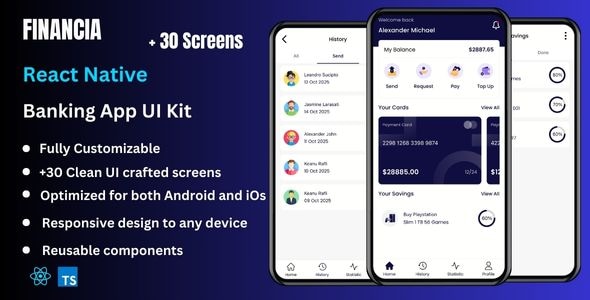 Financia - Banking React Native Expo App Ui Kit Financia - Banking React Native Expo App Ui Kit