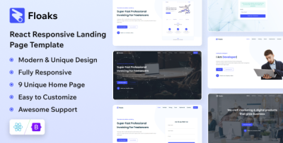 Floaks - React Responsive Landing Page Template