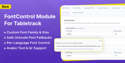 FontControl Module for TableTrack