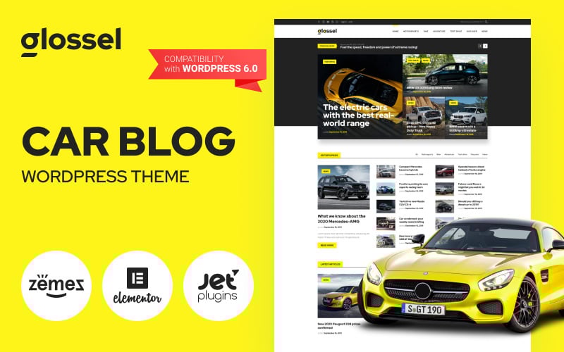 Glossel - Car Blog Website Template based on WordPress Elementor Theme Glossel - Car Blog Website Template based on WordPress Elementor Theme