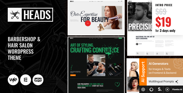 Heads - Barbershop & Hair Salon WordPress Theme Heads - Barbershop & Hair Salon WordPress Theme