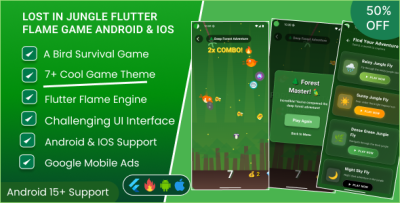 Lost In Jungle || A Bird survival Flutter Flame game Android & IOS with Admob