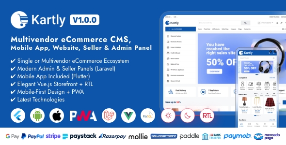 Kartly - Multivendor eCommerce CMS, Mobile App, Website, Seller and Admin Panel Kartly - Multivendor eCommerce CMS, Mobile App, Website, Seller and Admin Panel