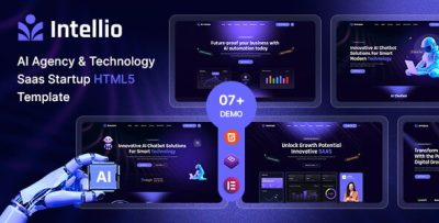 Intellio - AI Agency & Technology SaaS Startup React Nextjs Template