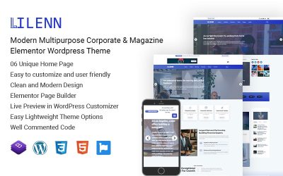 Lilenn - Modern Multipurpose Corporate & Magazine Elementor Wordpress Theme