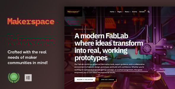 Makerspace - FabLab & Community Workshop WordPress Theme Makerspace - FabLab & Community Workshop WordPress Theme