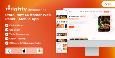 Mighty Restaurant – Restaurant Management System Storefront Add-On (Web & Mobile App)