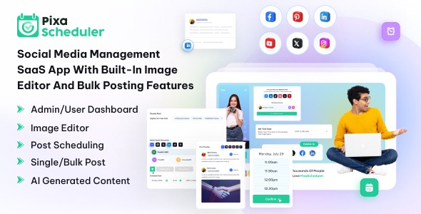 PixaScheduler - Social Media Bulk Scheduler with Built-In Image Editor SaaS Platform PixaScheduler - Social Media Bulk Scheduler with Built-In Image Editor SaaS Platform
