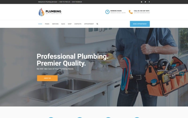 Plumbing - Home Maintenance Agency WordPress Theme Plumbing - Home Maintenance Agency WordPress Theme
