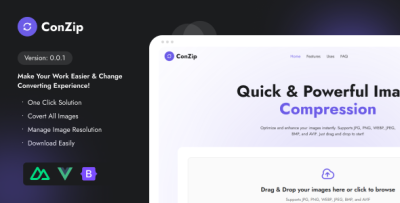 ConZip – Nuxt Js Fast and Easy JPG, PNG, WebP, JPEG Image Compression & Conversion