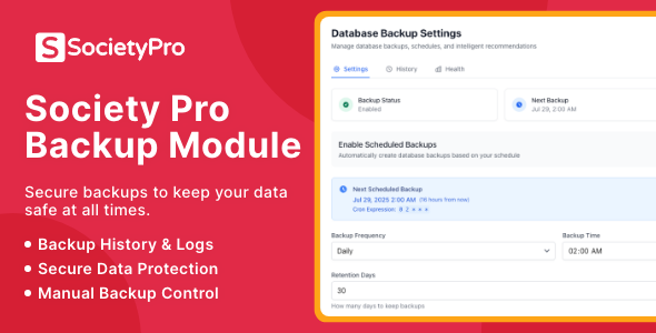 Backup Module for SocietyPro Backup Module for SocietyPro