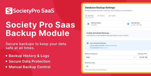Backup Module for SocietyPro Saas Backup Module for SocietyPro Saas