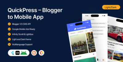 QuickPress - Blogger to Mobile App | Flutter News & Blog App (AdMob Ads Ready)