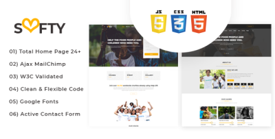 Softy - Charity, Non Profit, Fund Raising HTML Template