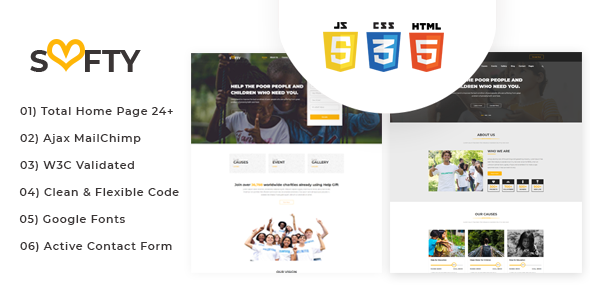 Softy - Charity, Non Profit, Fund Raising HTML Template Softy - Charity, Non Profit, Fund Raising HTML Template