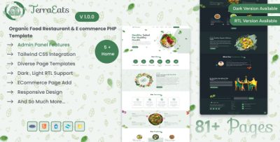 TerraEats - Organic Food Restaurant & Ecommerce PHP Template