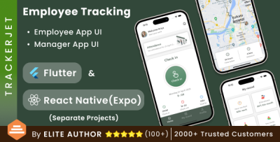 TrackerJet – Employee GPS Tracking & Attendance App | Flutter + React Native UI