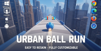 Urban Ball Run - 3D Endless Runner Game, Cross-Platform HTML5 Game