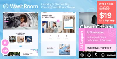 Washroom - Laundry & Clothes Dry Cleaning WordPress Theme