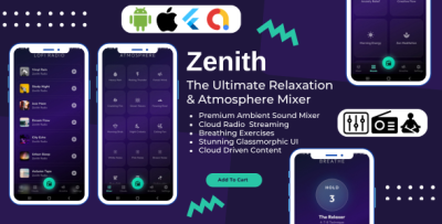 Zenith - Sleep Sounds, Focus Radio & Wellness Flutter App | AdMob & Online Admin