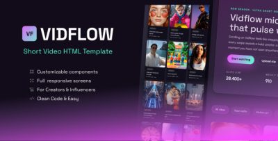 Vidflow – Short Video HTML Template