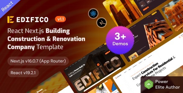 Edifico - React Nextjs 16 Building Construction & Renovation Company Template Edifico - React Nextjs 16 Building Construction & Renovation Company Template
