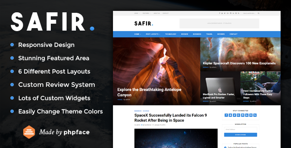 Safir - A WordPress Blog Theme Safir - A WordPress Blog Theme