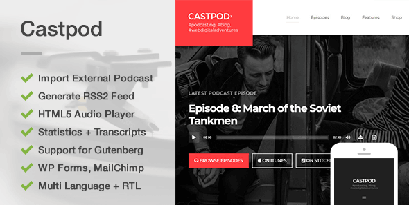 Castpod - A Professional WordPress Theme for Audio Podcasts Castpod - A Professional WordPress Theme for Audio Podcasts